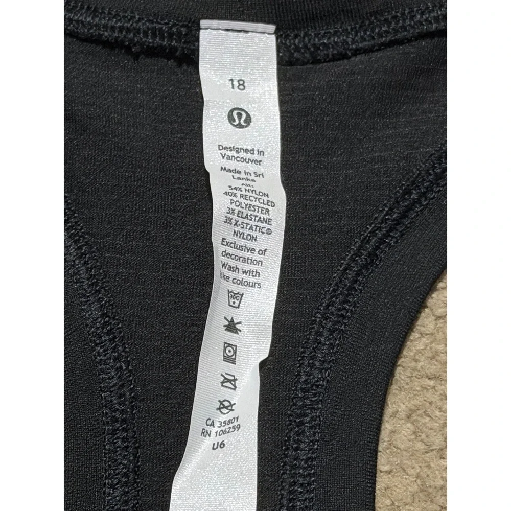 Lululemon Swiftly Tech Racerback 2.0 Tank Top Black Size 18 LW1CHRS NEW